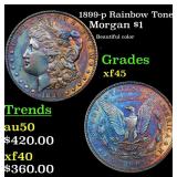 1899-p Rainbow Toned Morgan $1 Grades xf+