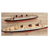 Lot of 2 - Normandie & Titanic Model Ships & Case