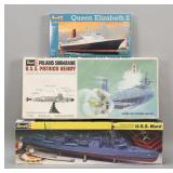 Lot of 3 Revell - Queen Elizabeth II/Destroyer/Sub