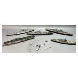 Lot of 5 Ship Models - 3 Battleships/1 Air Carrier
