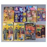 Action Figures, 9 Vtg Licensed, Blister Pack