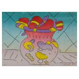 Peter Max Lithograph Red Vase