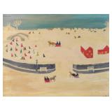 Abe Feit Oil on Canvas Winter Landscape