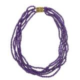 Multi-Strand Amethyst Bead 14k Necklace