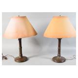 Pair of Signed Handel Bamboo Table Lamp Bases