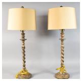 Pair Barley Twist Lamps w/ Chelsea House