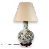 Chinese Porc. Table Lamp w/ Nine Peaches