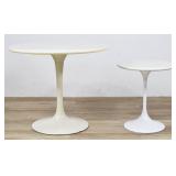 Two MCM White Tulip Pedestal Tables