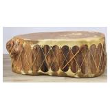 Log Drum Coffee Table with Rawhide Top