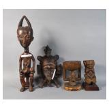 4 West African Carved Wood Tribal Figures