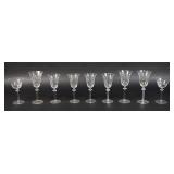 9 Floral Cut Glass Stemware