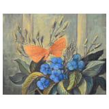 O/C Still Life w/ Butterfly & Flowers 1946