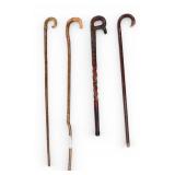 Group of 4 Wooden Walking Sticks and Canes