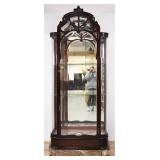 Art Nouveau Carved Mahogany Vitrine Cabinet