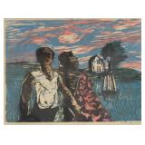 Arthur Rosenbaum Woodcut In the Evening