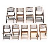 9 MCM Bamboo Folding Chairs