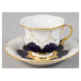 Meissen Cobalt & Gilt Porc. Teacup & Saucer