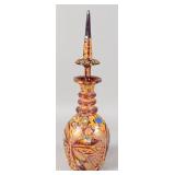 Bohemian Enameled Ruby Decanter w/ Stopper