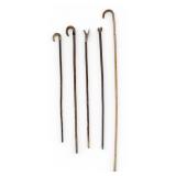 Set 5 Walking Sticks, Canes & Crooks