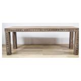 Primitive Chip-Carved Wood Dining Table