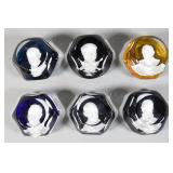 Set of 6 Baccarat Cameo Sulphide Paperweights
