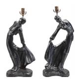 Pair of Figural Chalkware Matador Lamps