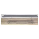 MCM Black Slatted Platform Bench Chrome Base