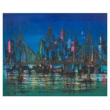 Mixed Media Cityscape on Canvas