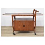 MCM Rolling Bar Cart with Drop-Leaf