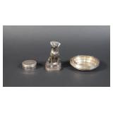 3 Silver Items w/ Str. Labrador Figurine