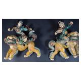Pair Chinese Terracotta Foo Dog Roof Tiles