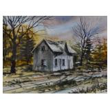 Lambe Watercolor on Paper Rural Landscape