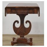 American Empire Mahogany Lyre Drop Leaf Table