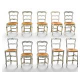 Set of 10 French Country Style Painted Chairs...
