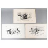 Jean-Louis Forain Group of 3 Satirical WWI...