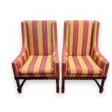 Pair of Barley-Twist Wingback Chairs