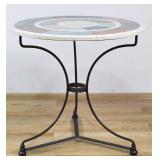 Neoclassical Style Painted Wood Top Side Table...