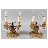 Pair of Victorian Style Gilt Metal and Ceramic...