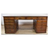 Large Traditional Mahogany Partners Pedestal Desk