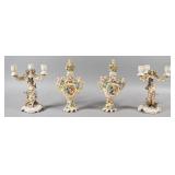 Group of Sitzendorf Style Porcelain Candelabra...