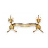 Neoclassical Brass and Iron Fireplace Fender...