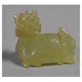 Carved Pale Jade Dragon Turtle Figurine