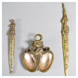 Group of 3 Art Nouveau Brass and Mother of...