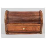 English Walnut Tambour Desk Box with Brass Inlay