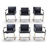 Set of 6 Mies Van Der Rohe Style Cantilever...
