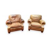A Pair of Barcalounger Leather Reclining Club...