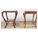 Two Queen Anne Revival Style Oak Side Tables
