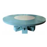 Postmodern Textured Teal Round Dining Table...