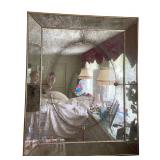 Large Vintage Antiqued Venetian Style Wall Mirror