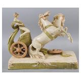 Large Neoclassical Glazed Porcelain Chariot...
